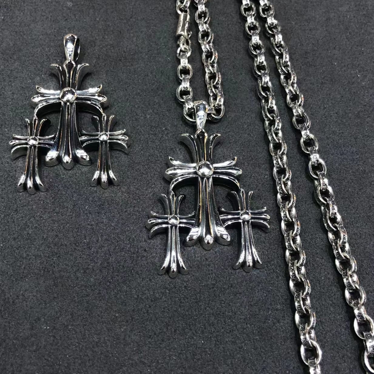 Chrome hearts three cross necklace