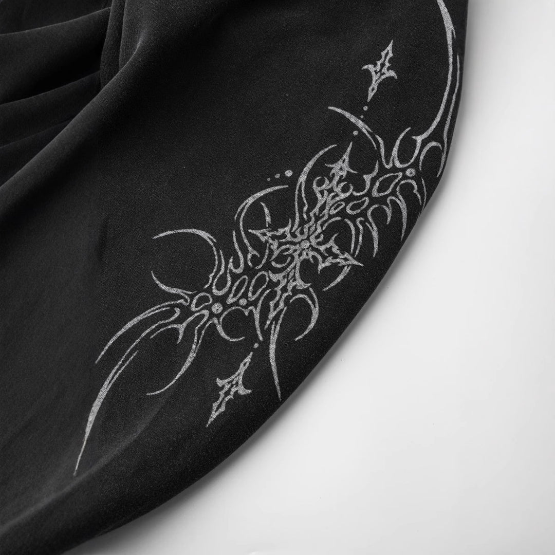 07 Dark style embroidered zip-up hooded sweatshirt