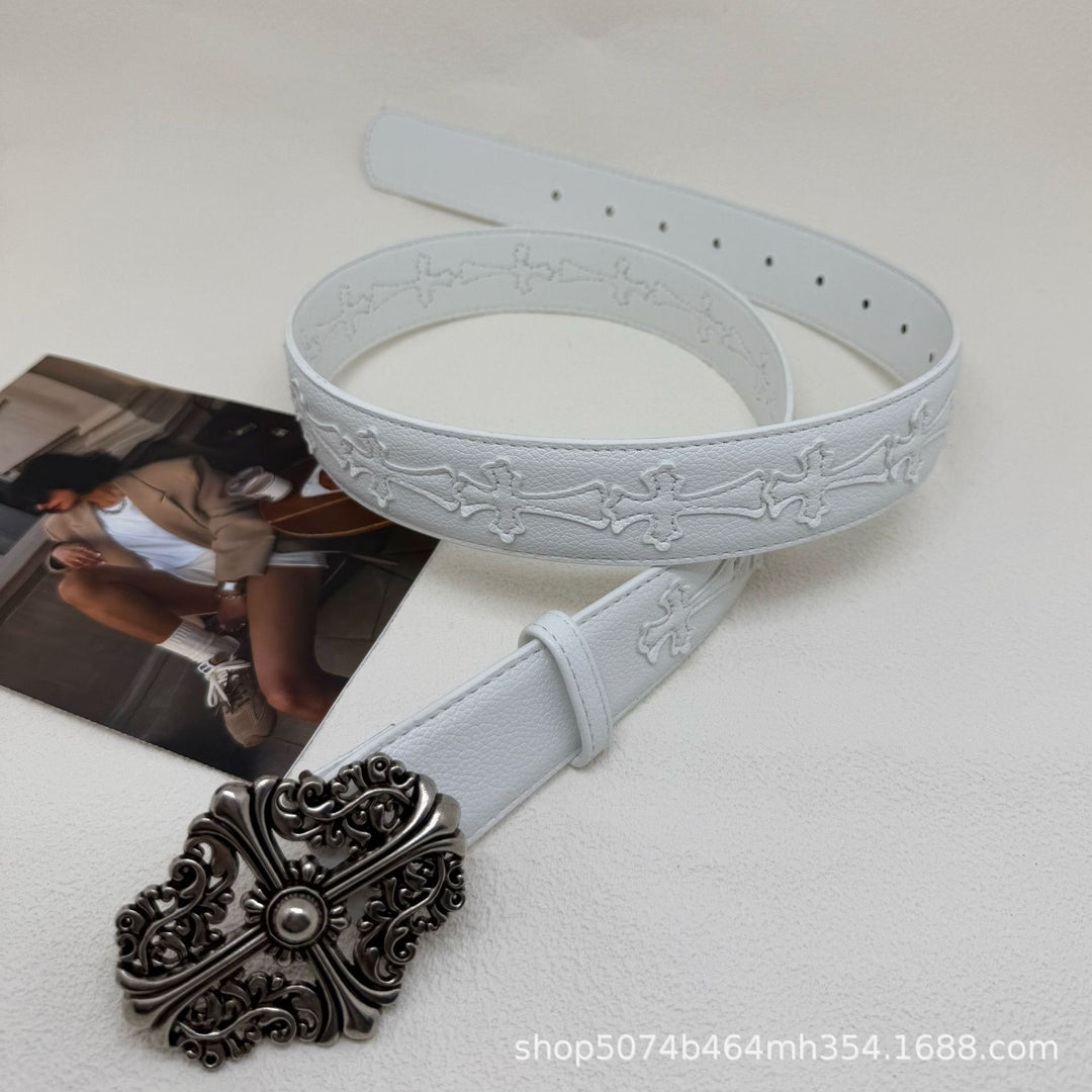 Chrome Hearts Cross-Motif Classic Leather Belt