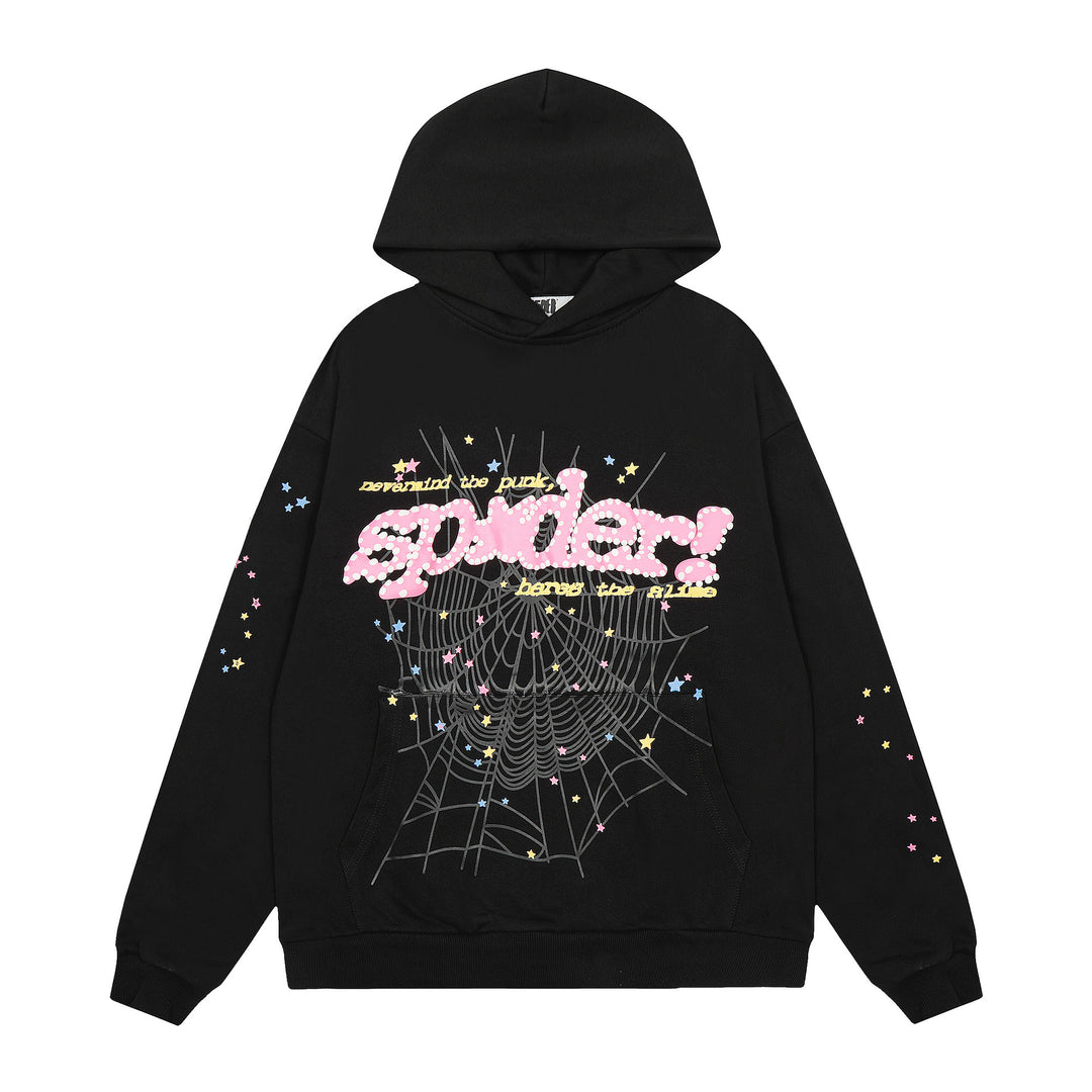 Sp5der 555555 star pattern hooded trousers and sweatshirt