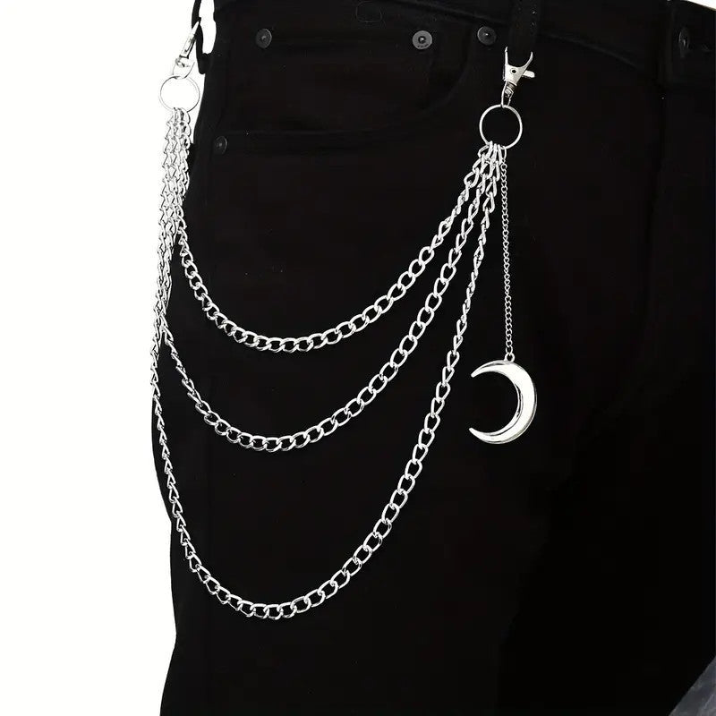Irregular Pearl & Cuban Link Mixed-Material Punk Waist Chain