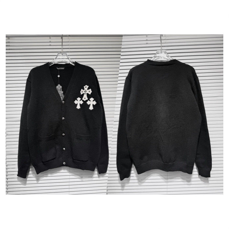 Chrome hearts cross cotton knitted cardigan sweater