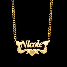 Flower Love Customized Name Necklace Laser Marked Clavicle Chain