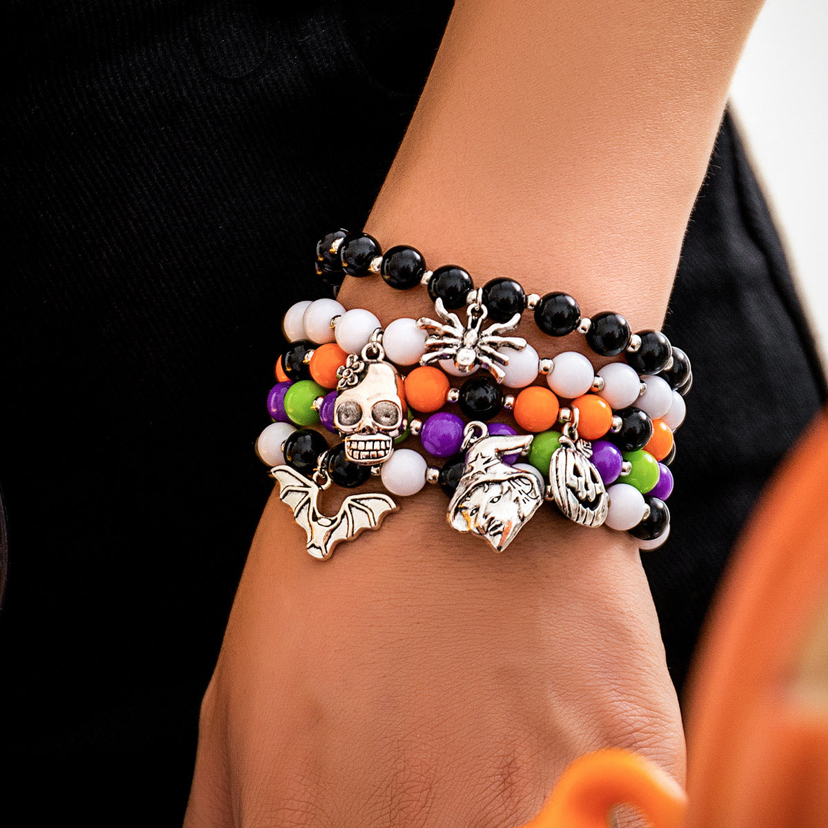 Halloween skull pumpkin bracelet set