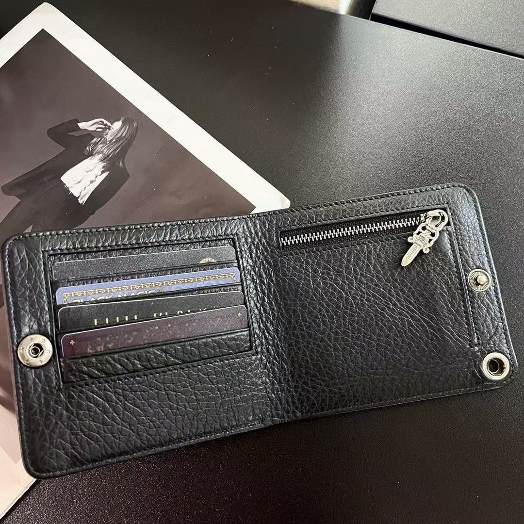 Chrome Hearts Leather Colorful Cross Patch Wallet