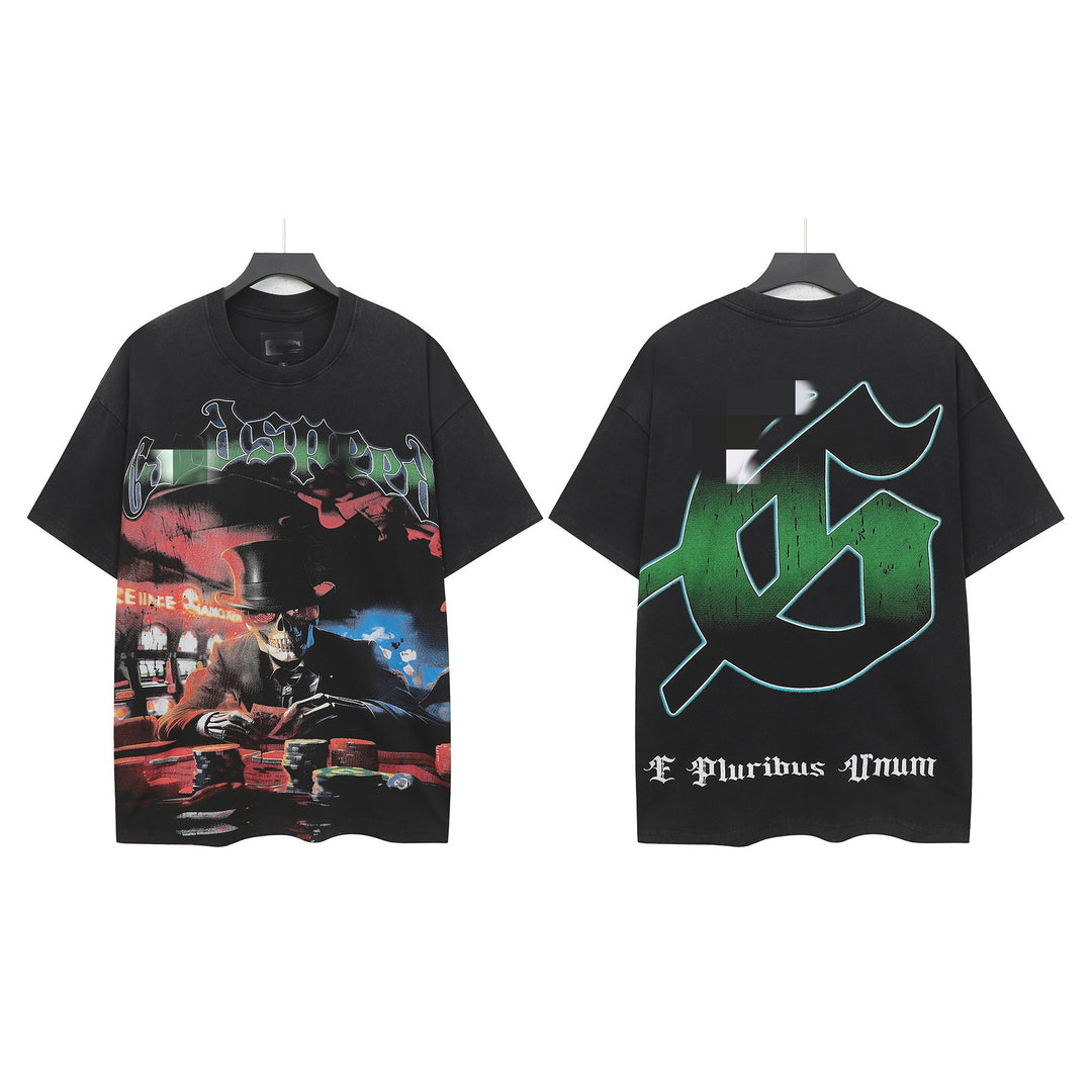 Skull Hip Hop Statue of Liberty Short-Sleeve T-Shirt