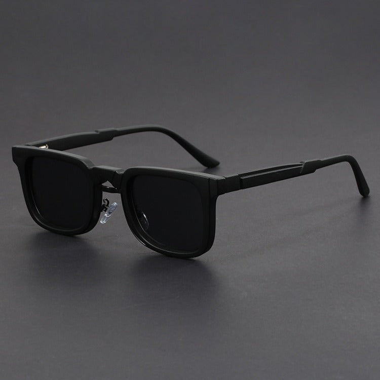 Retro European and American Square Sunglasses with Spring Temples