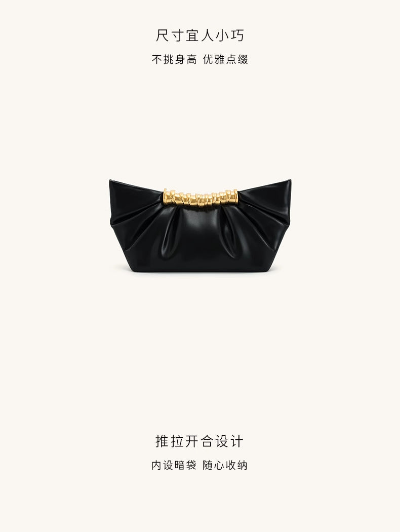 Ruched Clutch with Metal Clasp