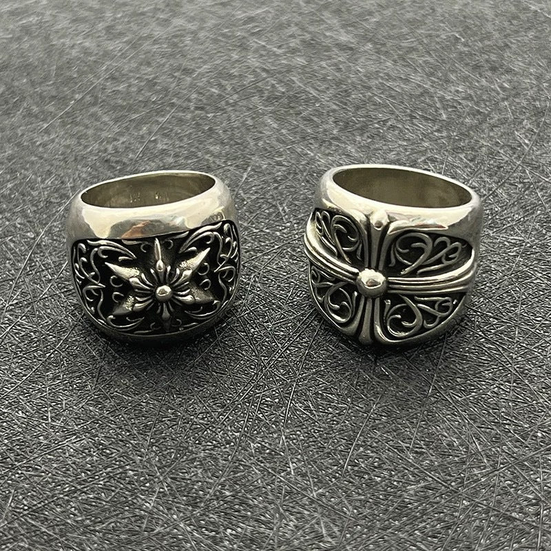 chromen harten wijnstok hexagram ringen
