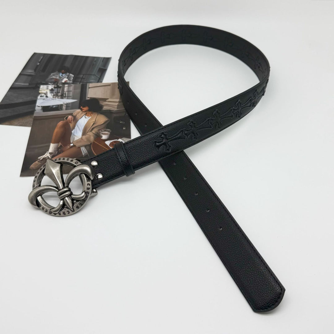 Chrome Hearts Cross-Motif Classic Leather Belt