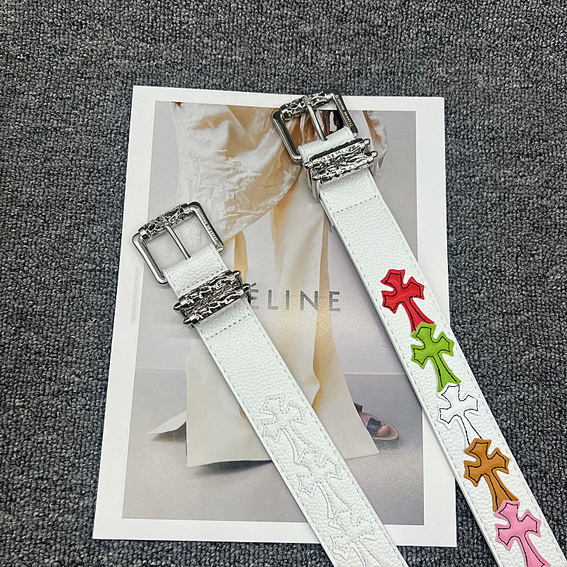 Chrome Hearts Leather pasted Roller type Hollow Vine Needle buckle Belt