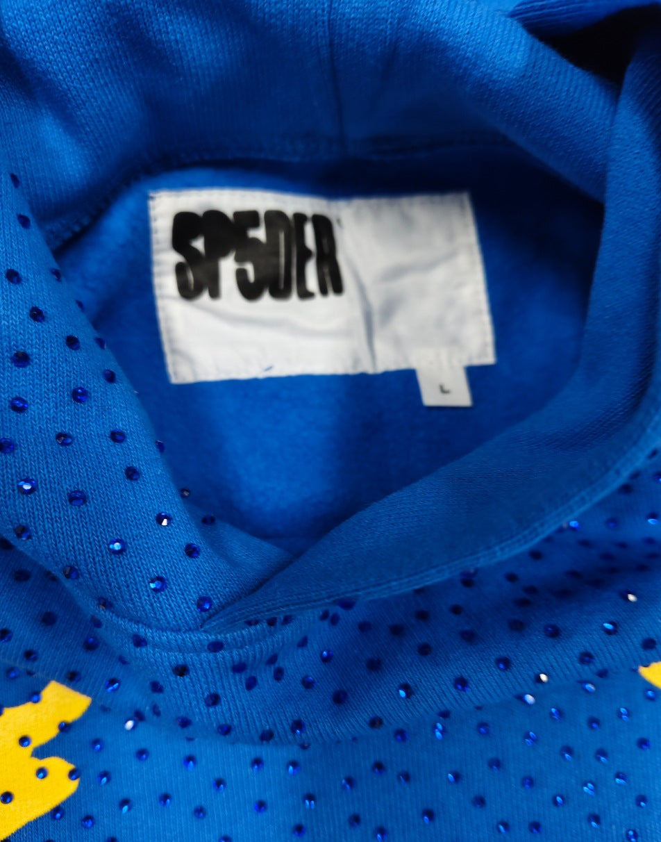 Multi-color full-hot rhinestone Sp5der spider web hoodie