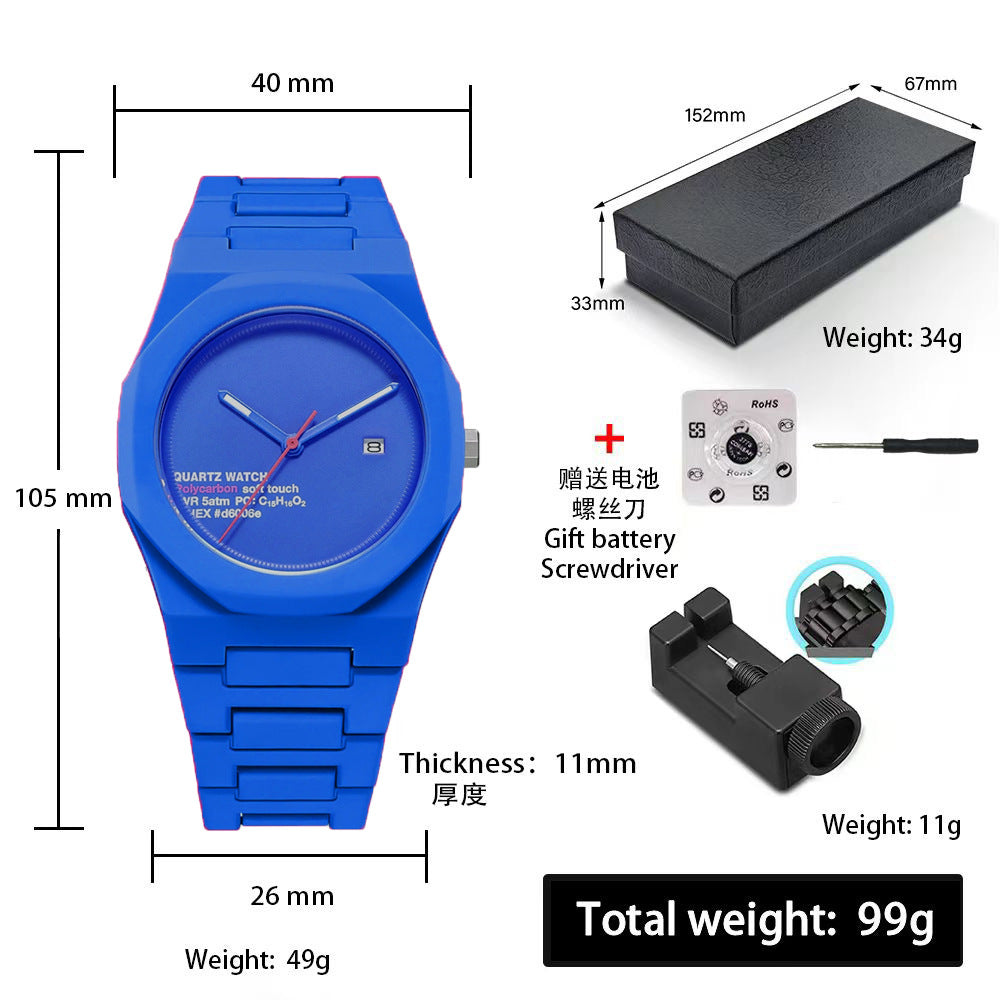 Sports-Style Waterproof Plastic Watch with Arabic Numerals
