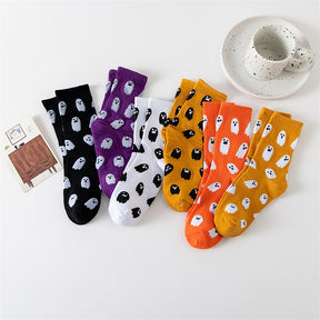 Halloween ghost middle-tube socks