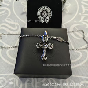 chrome hearts cross cross flower diamond frame necklace