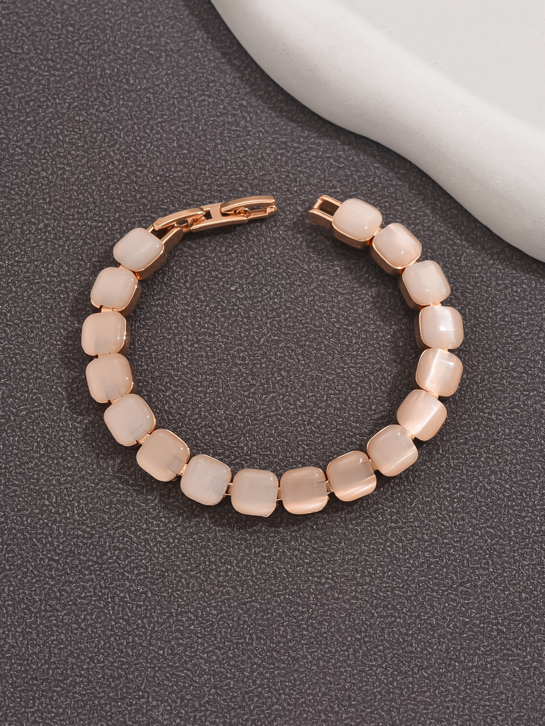 Rose Gold Geometric Cat's Eye Bracelet
