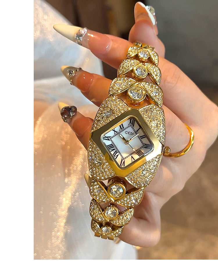 Luxury Full Diamond High-End Bangle Watch for Women