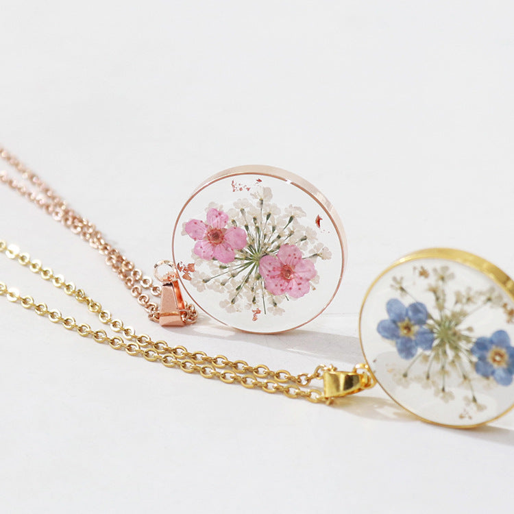 Resin forget me not necklace