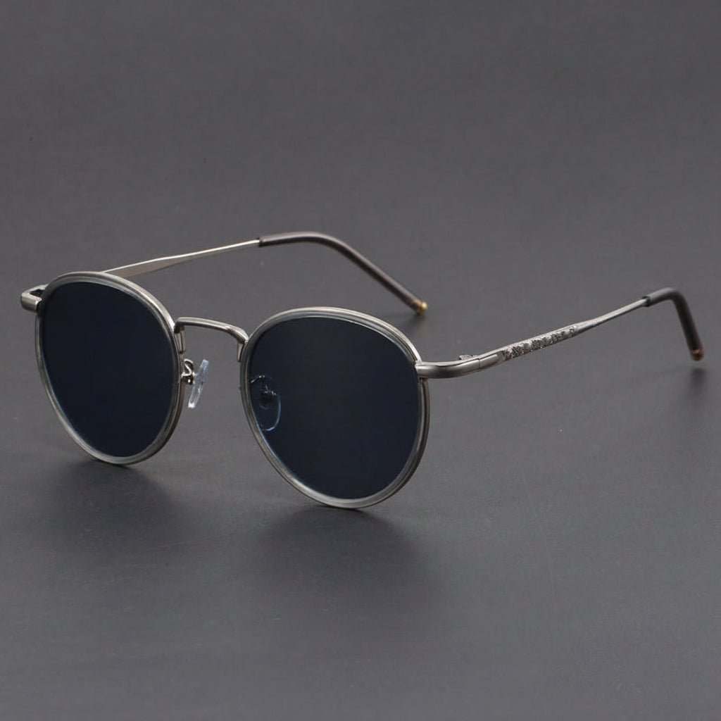 Retro small round frame Hong Kong style sunglasses