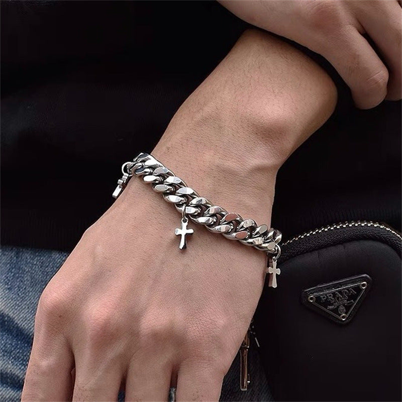 Cuban Titanium Steel Small Cross Bracelet