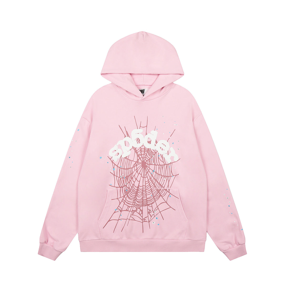 Sp5der patterned beaded 555555 hoodie and trousers