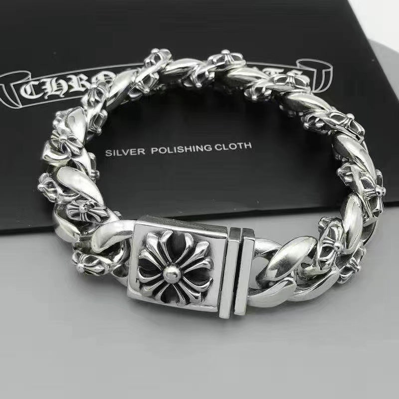 Domineering chrome hearts cross thick bracelet