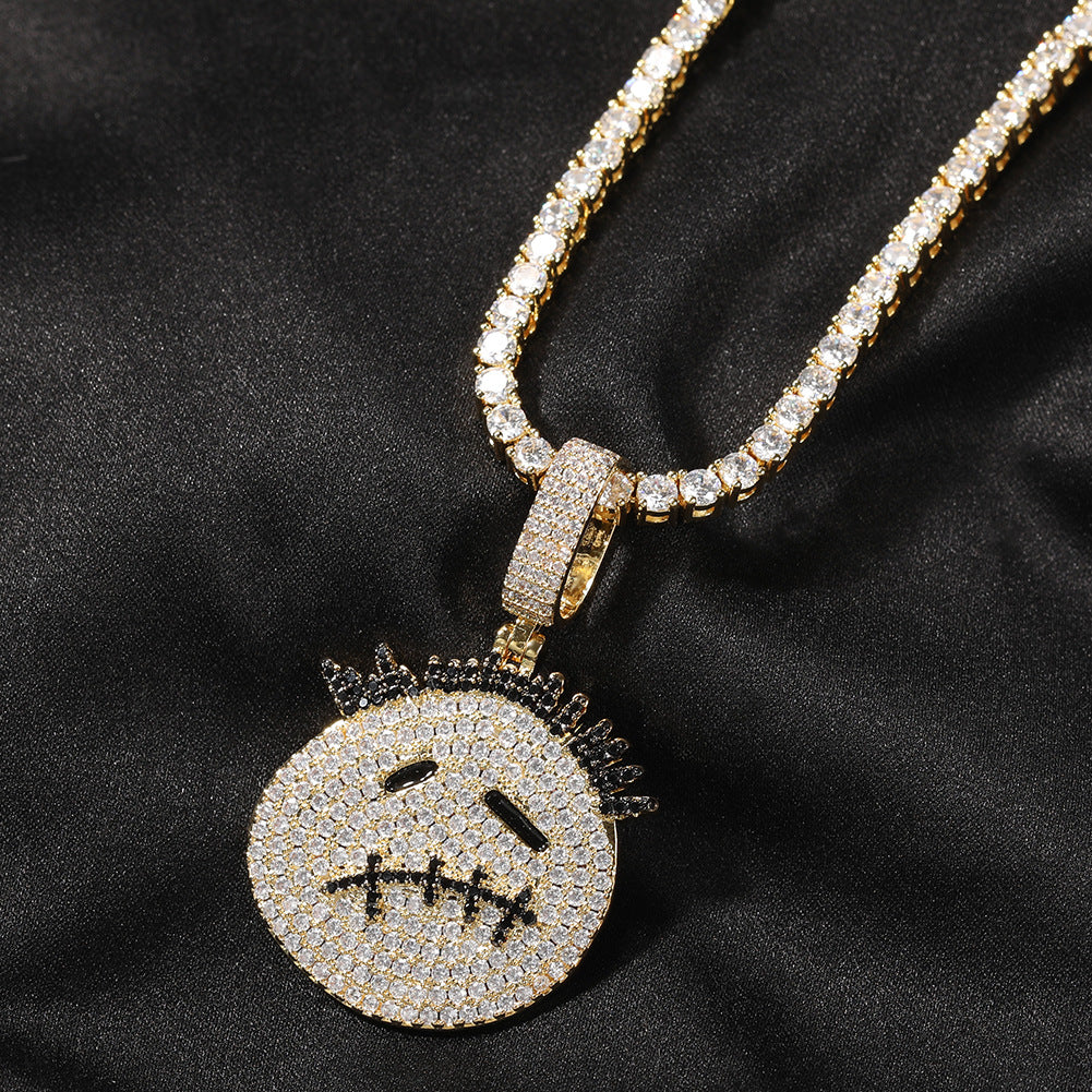 Hip-hop cartoon zircon spiky-head avatar necklace