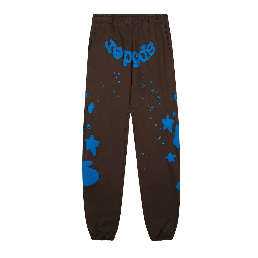 Sp5der 555555 star pattern hooded trousers and sweatshirt