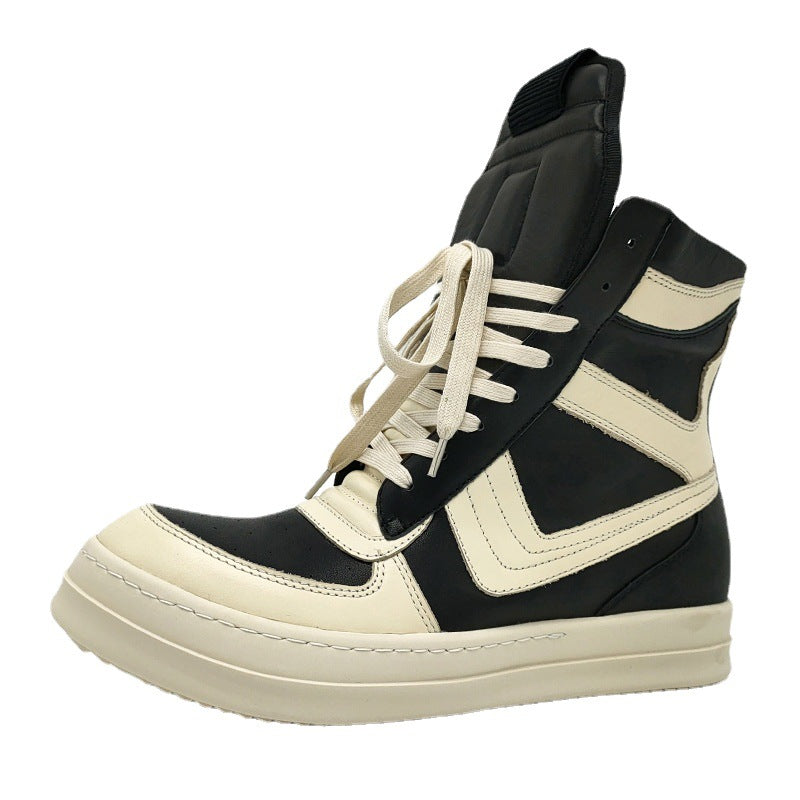 Thick-Sole, Height-Increasing, High-Top Genuine Leather Sports Boots