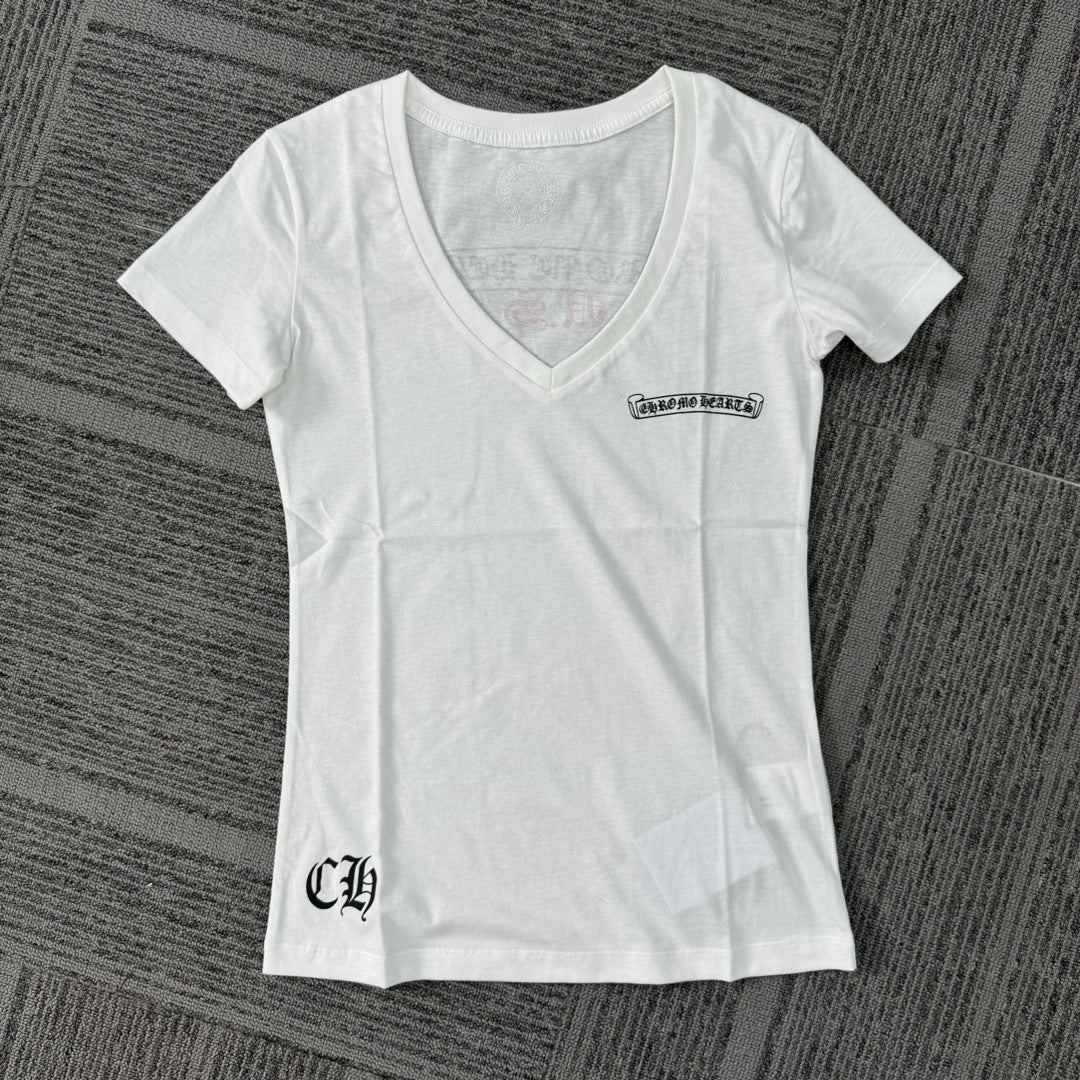 Chrome Hearts V-neck slim fit short-sleeved T-shirt