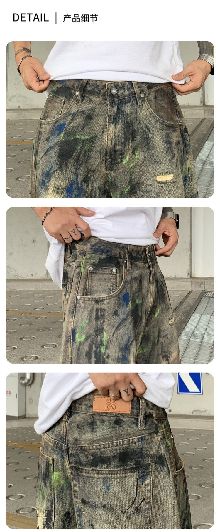 Wasteland-Style Distressed Loose-Fit Scythe Cut Jeans