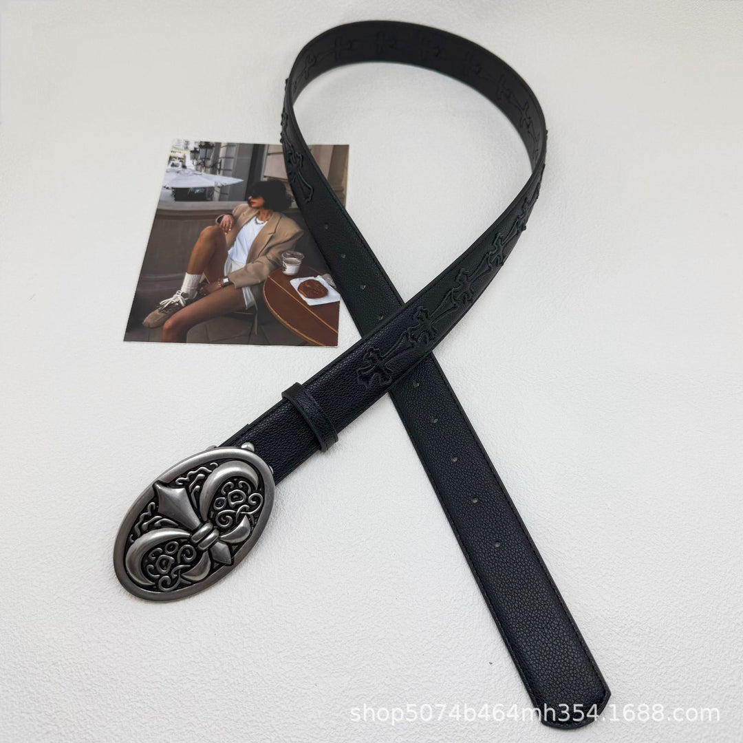 Chrome Hearts Cross-Motif Classic Leather Belt