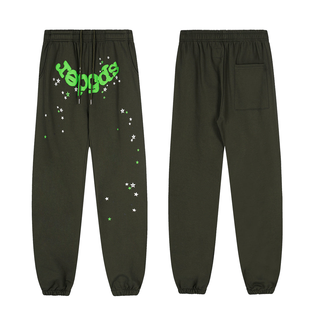Sp5der 555555 star pattern hooded trousers and sweatshirt