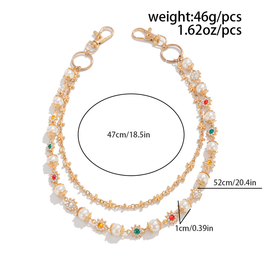Pearl, Multi-Gemstone, Cross & Floral Pant Chain
