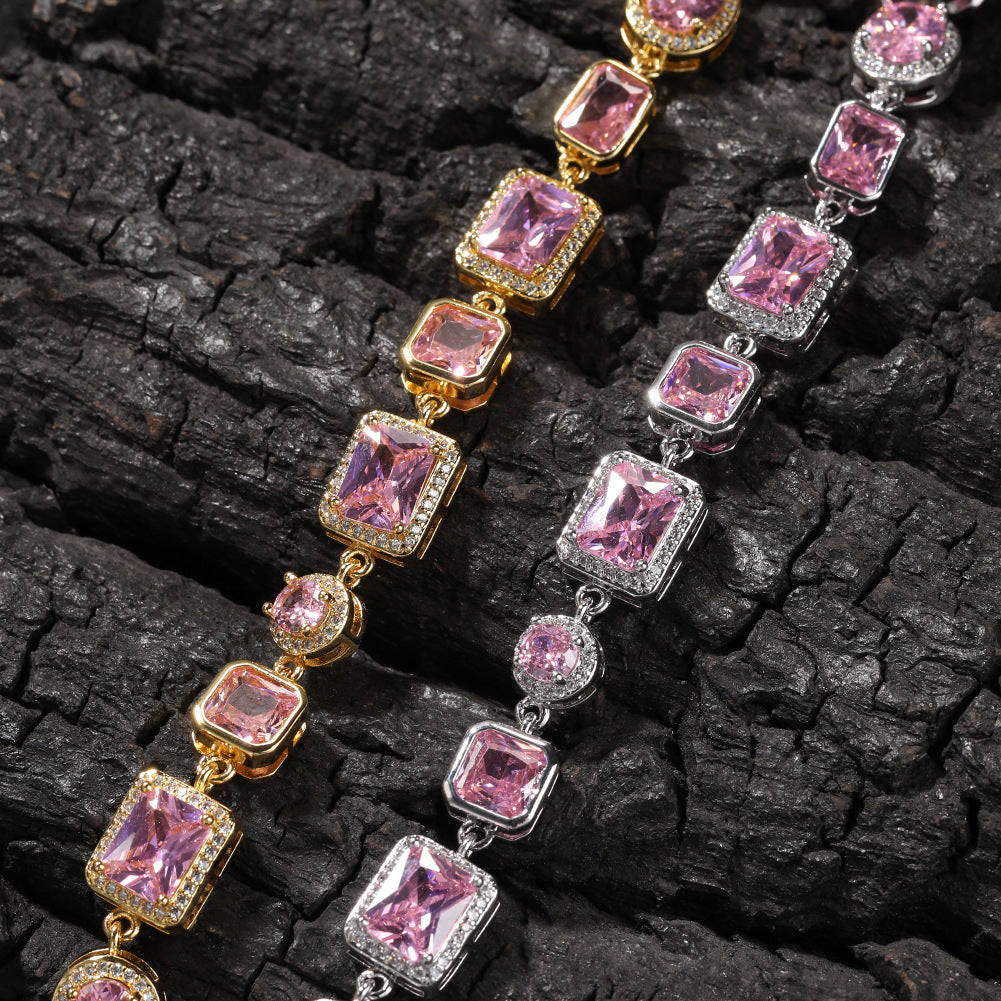 Hip-hop pink gemstone bracelet