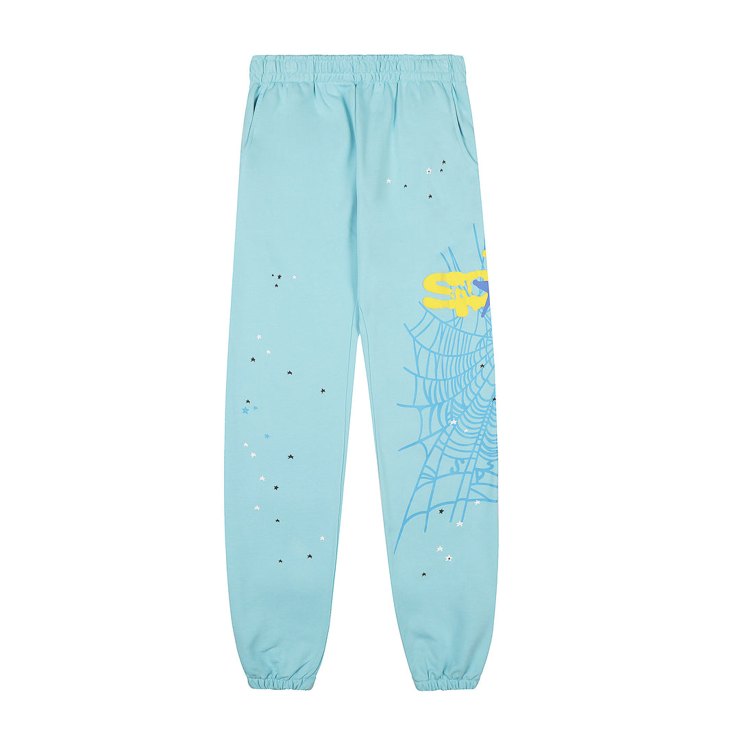 Sp5der patterned beaded 555555 hoodie and trousers