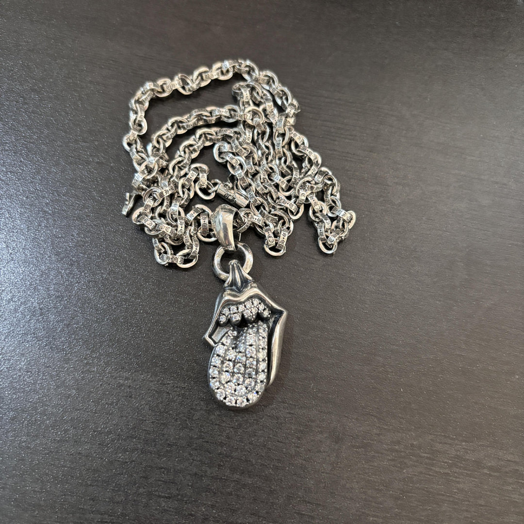 Chrome Hearts diamond-encrusted tongue pendant