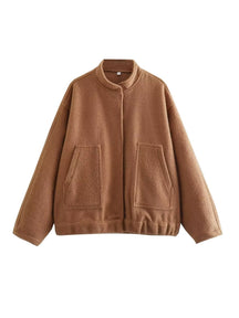 Stand-up collar plain coat