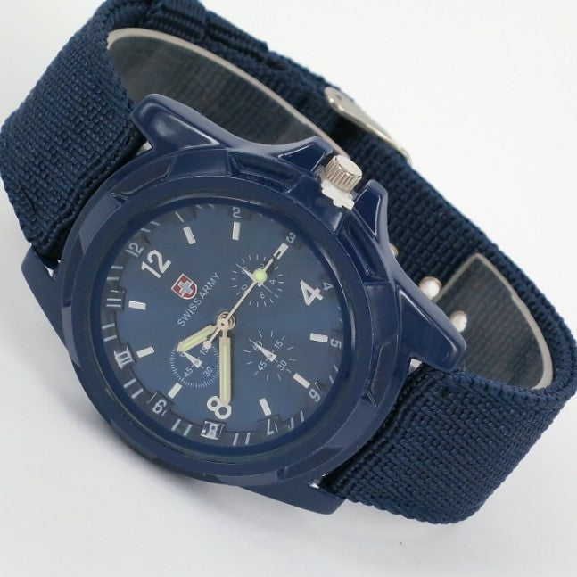 Stylish Military-Style Watch with Nylon/Fabric Strap
