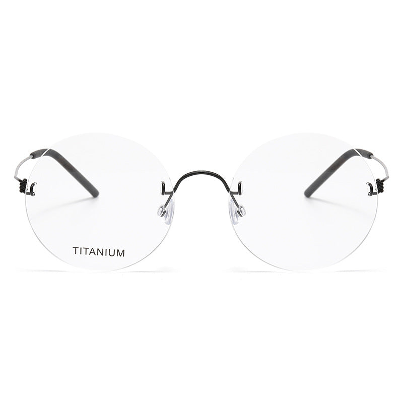 Rimless Round Large Frame Stainless Steel Glasses