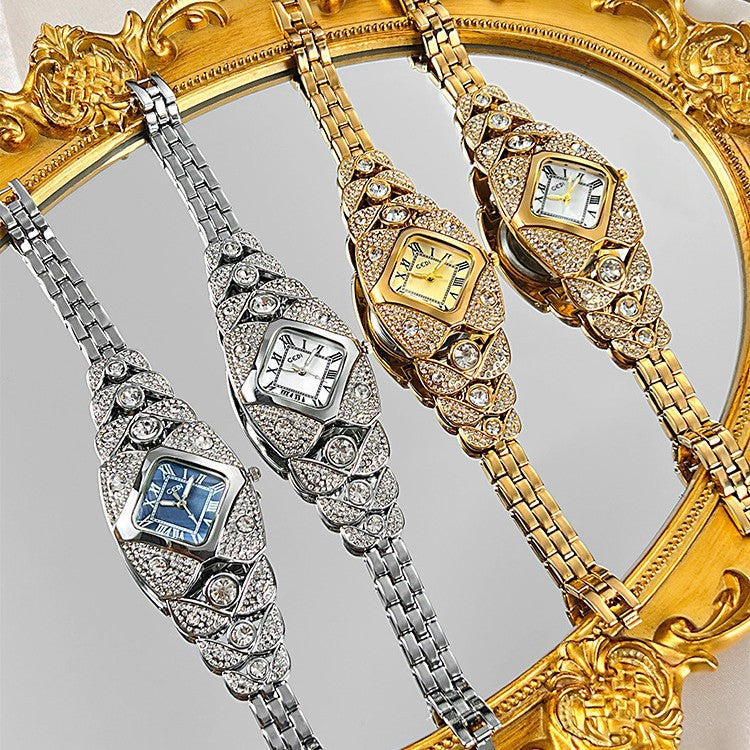 Luxury Full Diamond High-End Bangle Watch for Women