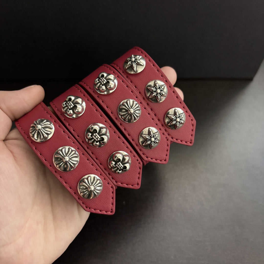 Chrome Hearts Cross-shaped anchor hexagram leather bracelet