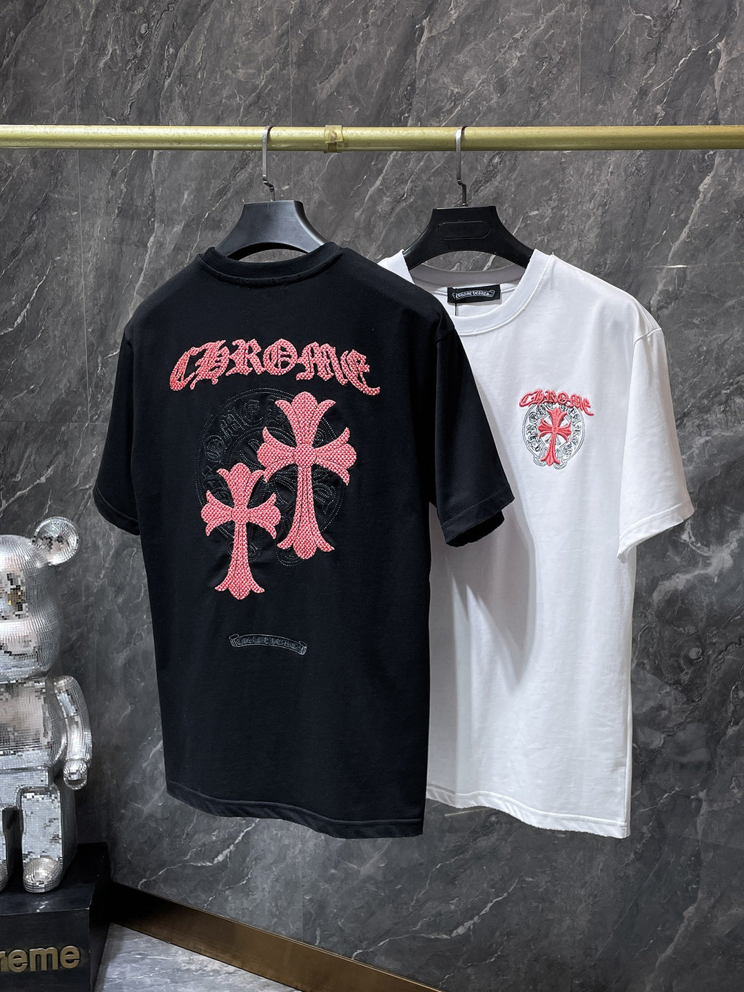 Chrome Hearts Cross & Horseshoe Double-Layer Embroidered T-Shirt