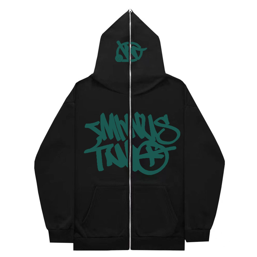 High Street Hip Hoo Printed Zipper Hoodie