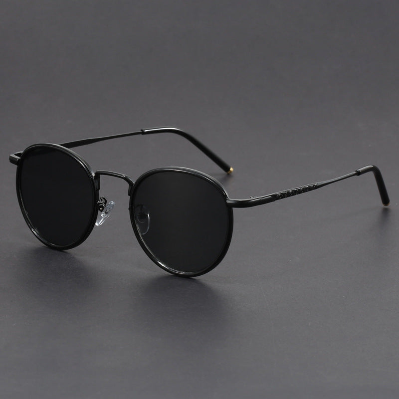 Retro small round frame Hong Kong style sunglasses