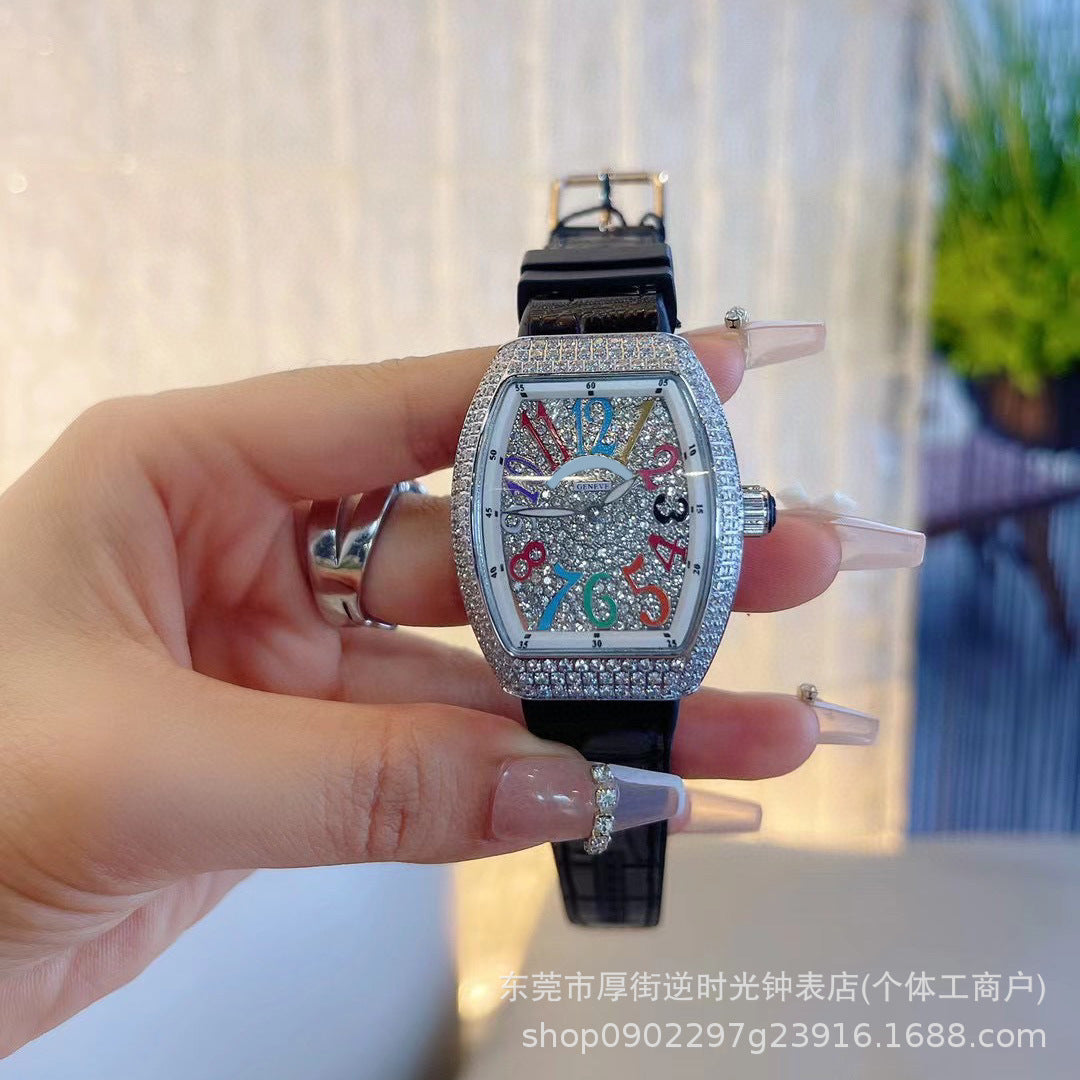 FM-Style Starry Sky Tonneau-Shaped Large-Dial Watch