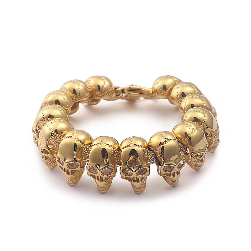 Hip-hop skull men's titanium steel bracelet