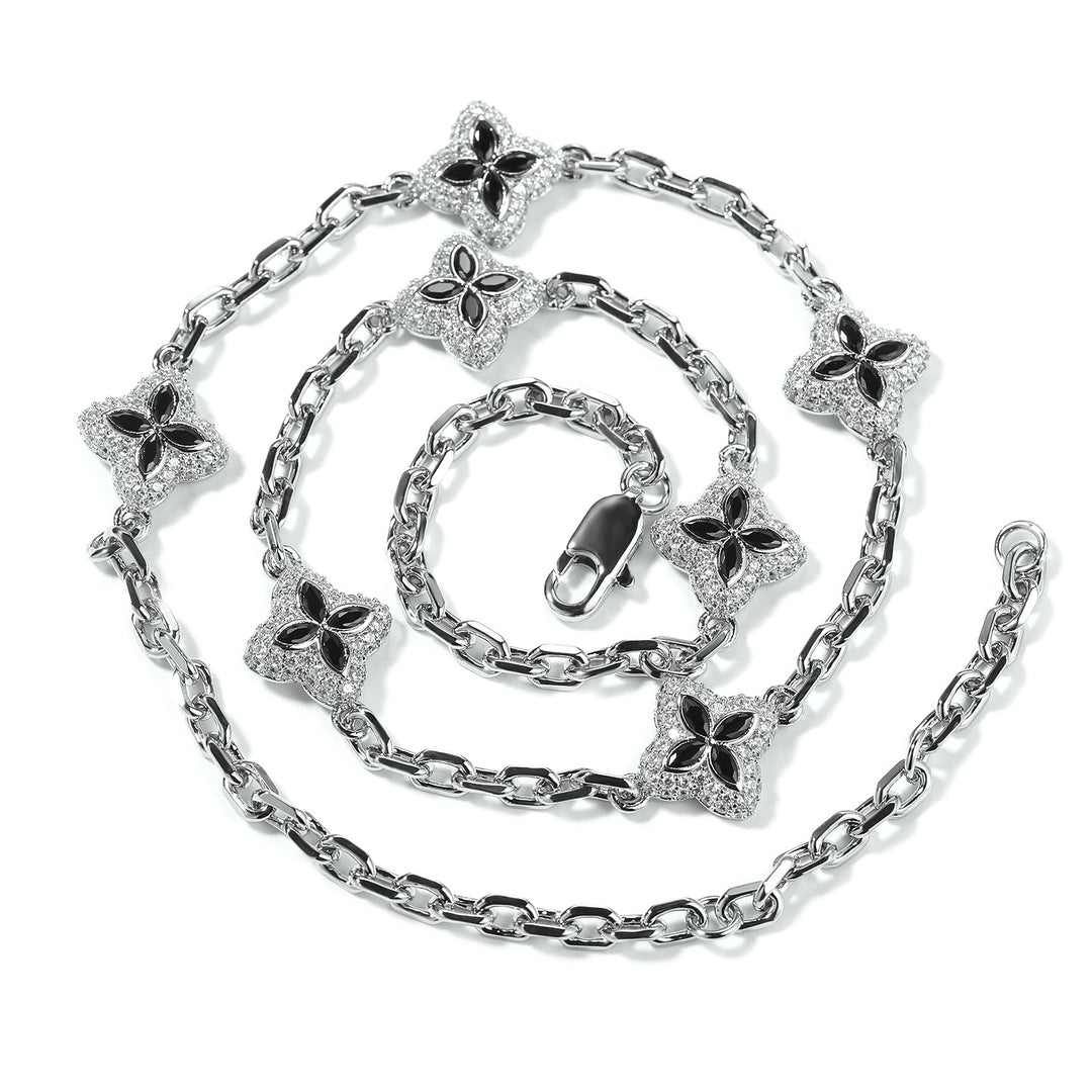 Full-Pavé Lucky Four-Leaf Clover Bracelet Necklace