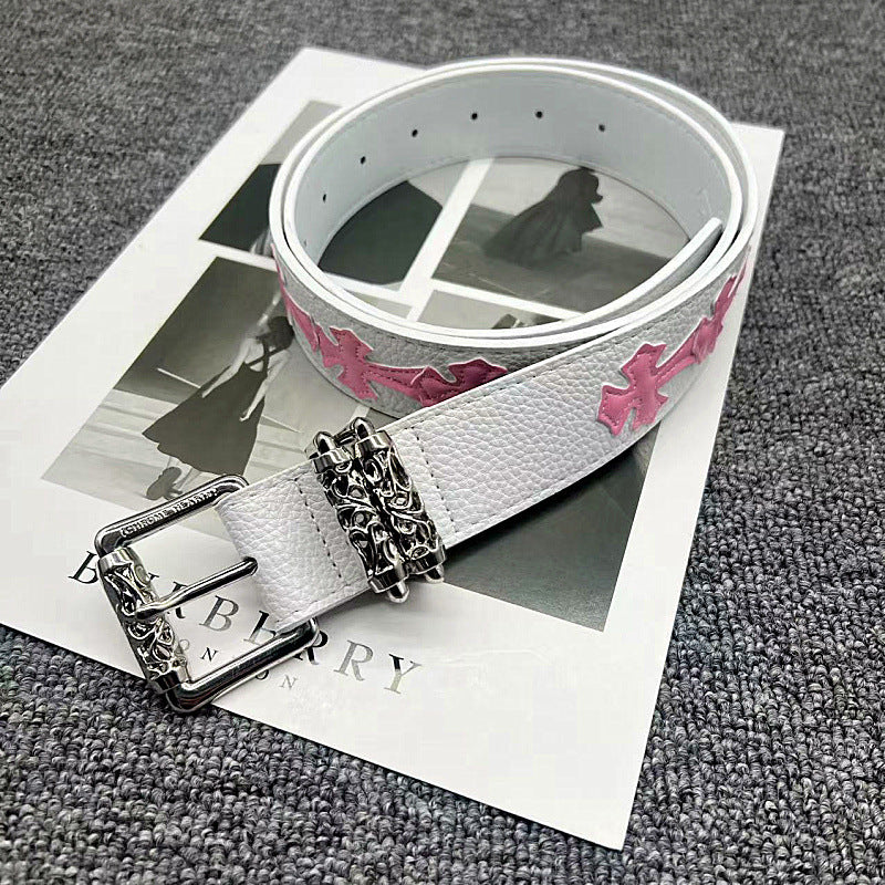 Chrome Hearts Leather pasted Roller type Hollow Vine Needle buckle Belt