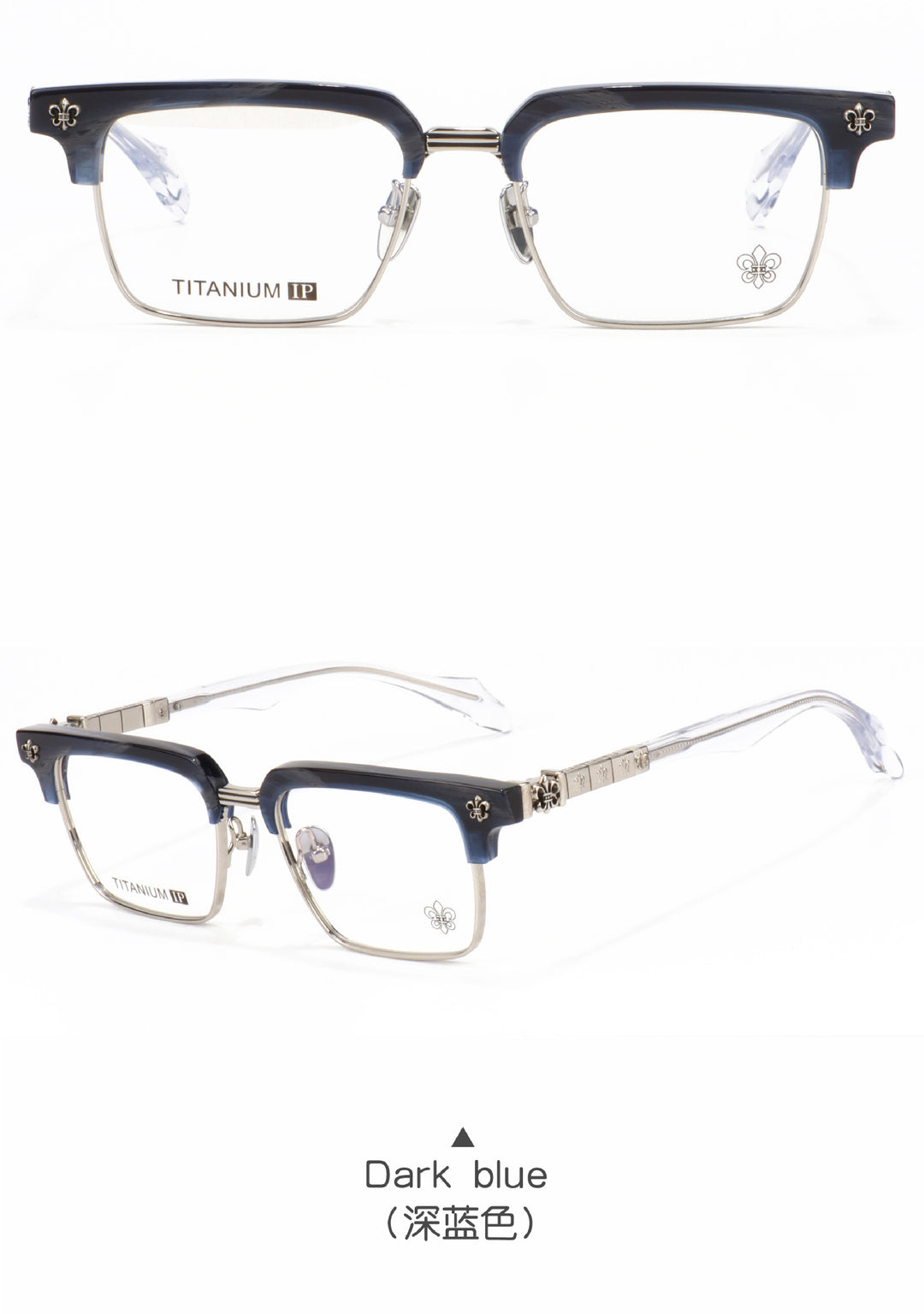 Chrome Hearts half-rimmed accordion temple glasses